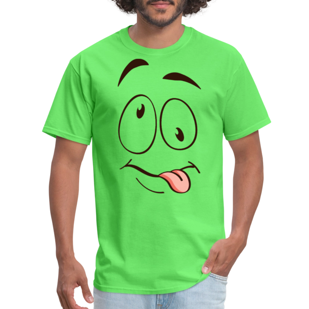 Suggestive Silly Face with Tongue T-Shirt - kiwi