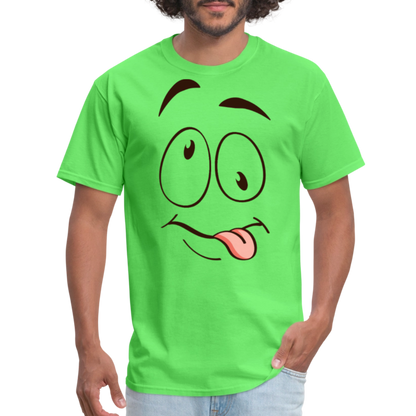 Suggestive Silly Face with Tongue T-Shirt - kiwi