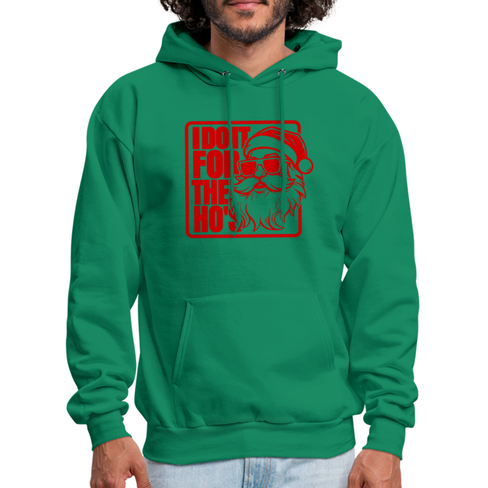 I Do It for the Ho's Funny Christmas Santa Hoodie - kelly green