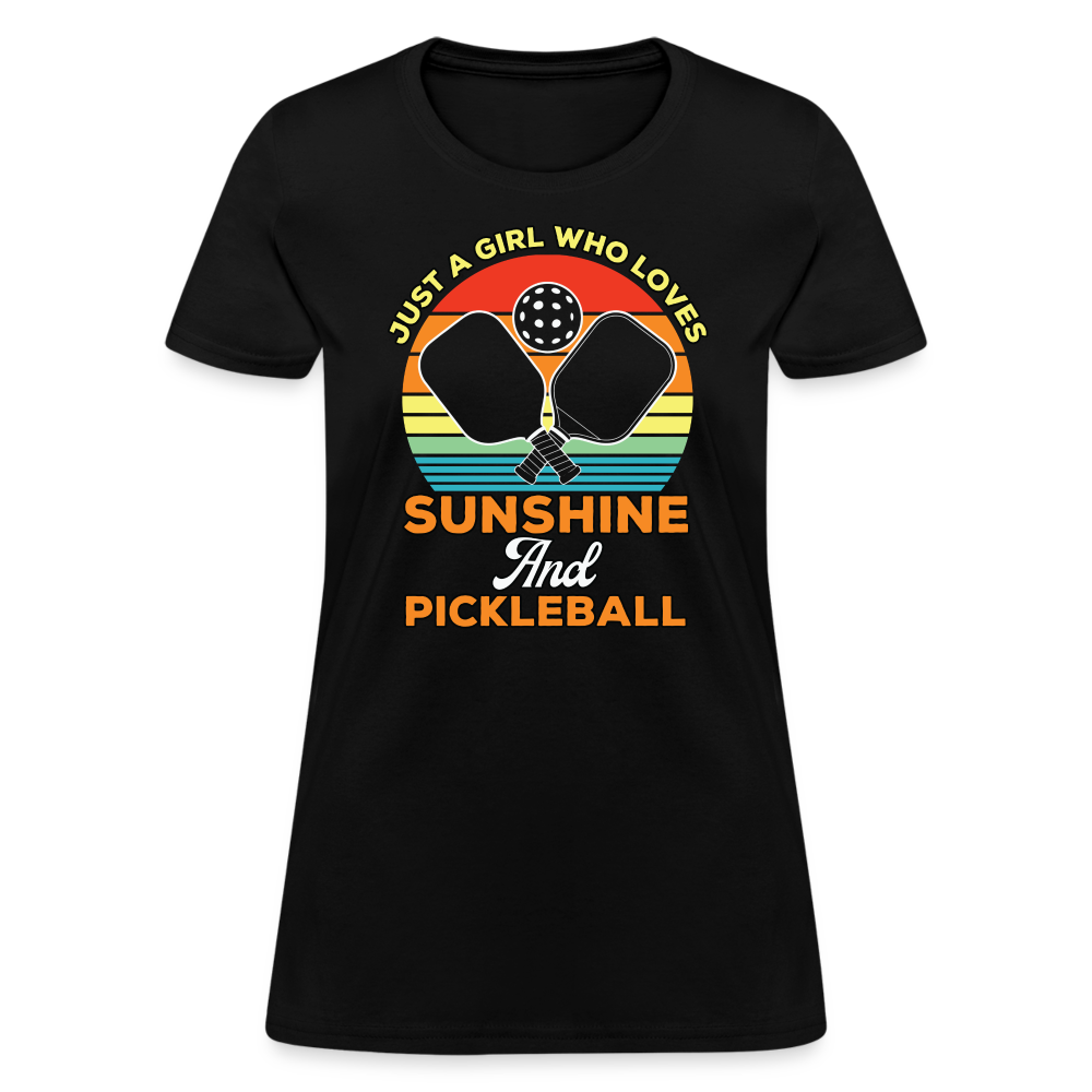 Just A Girl Who Loves Sunshine and Pickleball Women's Contoured T-Shirt - black