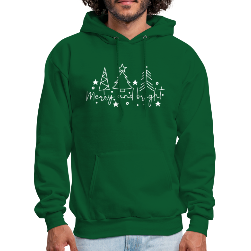 Merry and Bright (Christmas) Hoodie - forest green