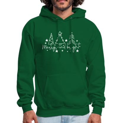 Merry and Bright (Christmas) Hoodie - forest green