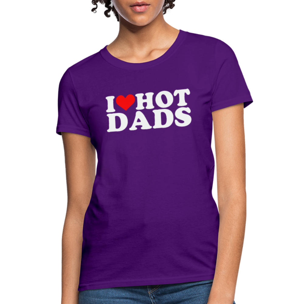 I Heart Hot Dads (Funny I Love Hot Dads) Women's Contoured T-Shirt - purple