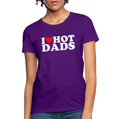 I Heart Hot Dads (Funny I Love Hot Dads) Women's Contoured T-Shirt - purple