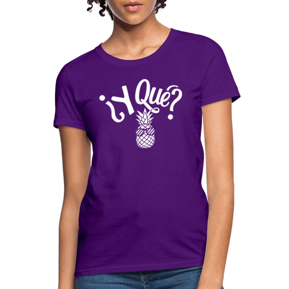 Y Que Piña (Latin Attitude) Women's Contoured T-Shirt - purple