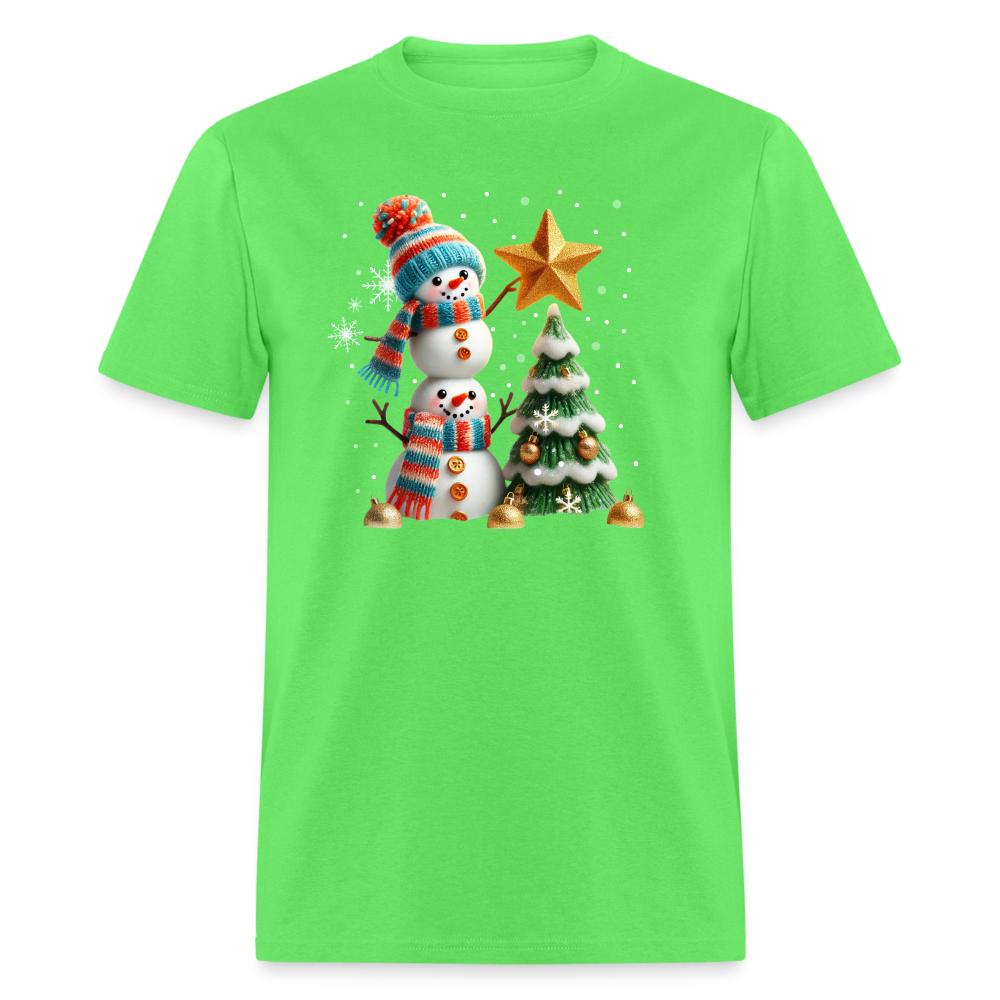 Cute Christmas Funny Snowman Decorating Tree T-Shirt - kiwi