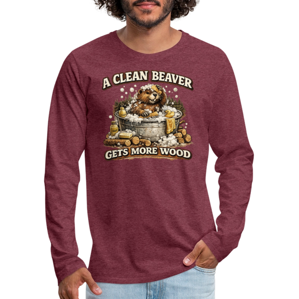 A Clean Beaver Gets More Wood Funny Adult Long Sleeve Tee Color: black