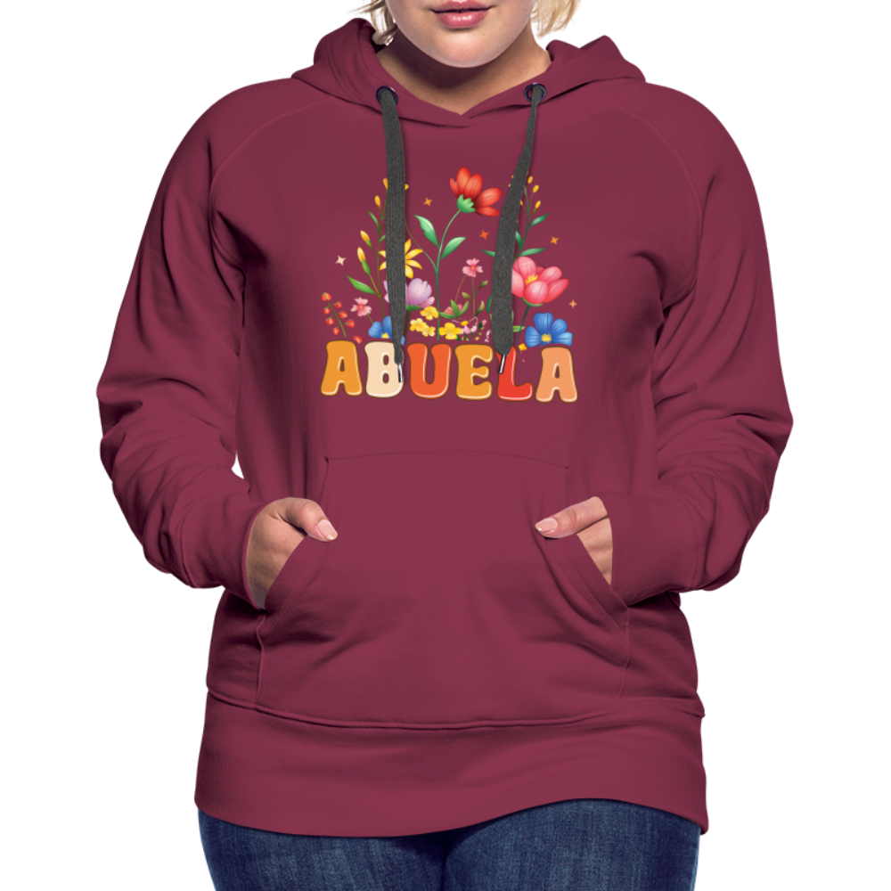 Abuela Women’s Premium Hoodie with Floral Design - burgundy