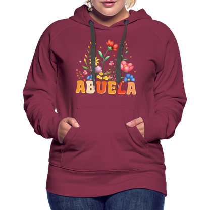 Abuela Women’s Premium Hoodie with Floral Design - burgundy