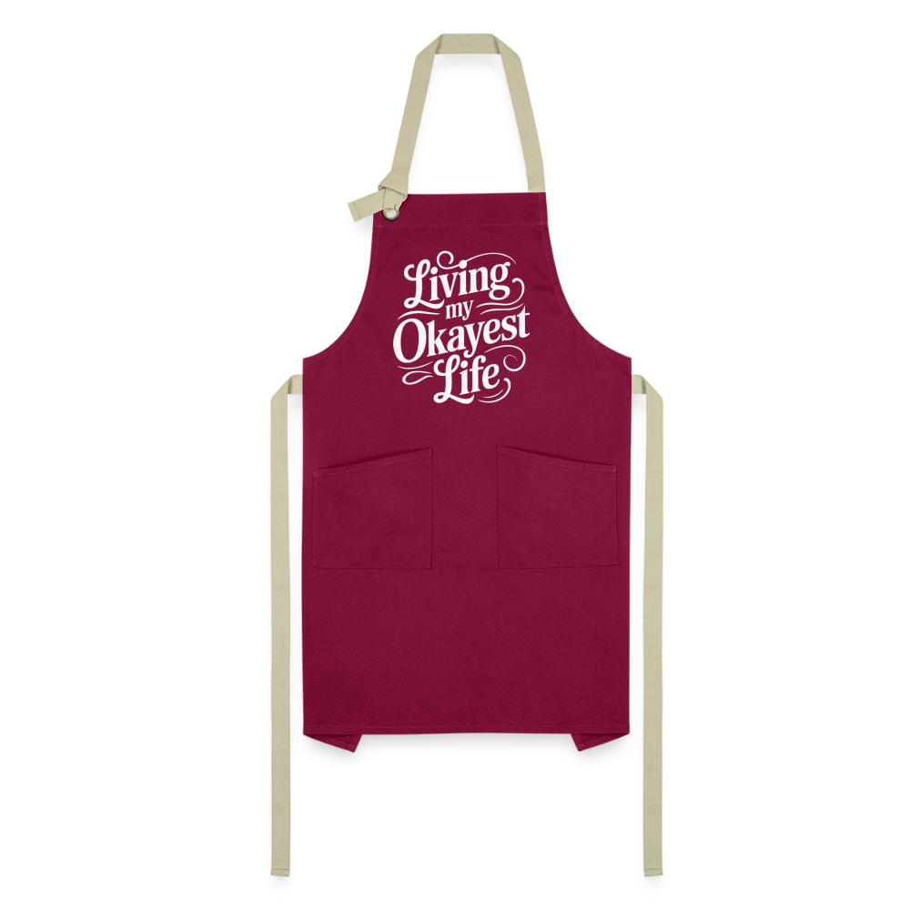 Living My Okayest Life Artisan Apron - burgundy/khaki