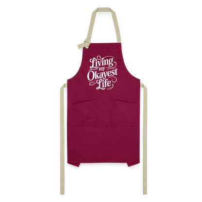 Living My Okayest Life Artisan Apron - burgundy/khaki