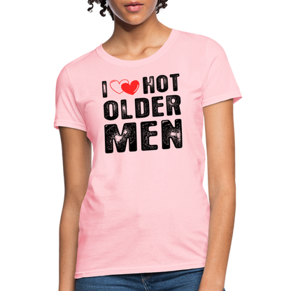 I Heart Hot Older Men (I Love Hot Older Men) Women's Contoured T-Shirt - pink