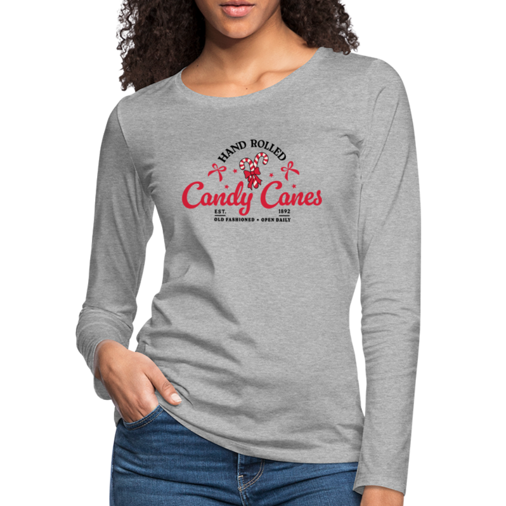 Hand Rolled Candy Canes Women's Premium Long Sleeve T-Shirt - heather gray