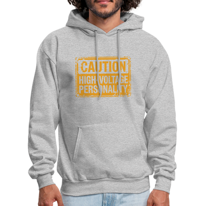 Caution High Voltage Personality Hoodie - heather gray