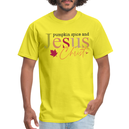 Pumpkin Spice and Jesus Christ T-Shirt - yellow