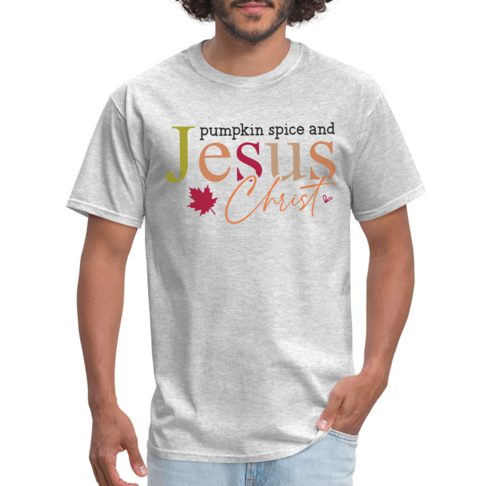 Pumpkin Spice and Jesus Christ T-Shirt - heather gray