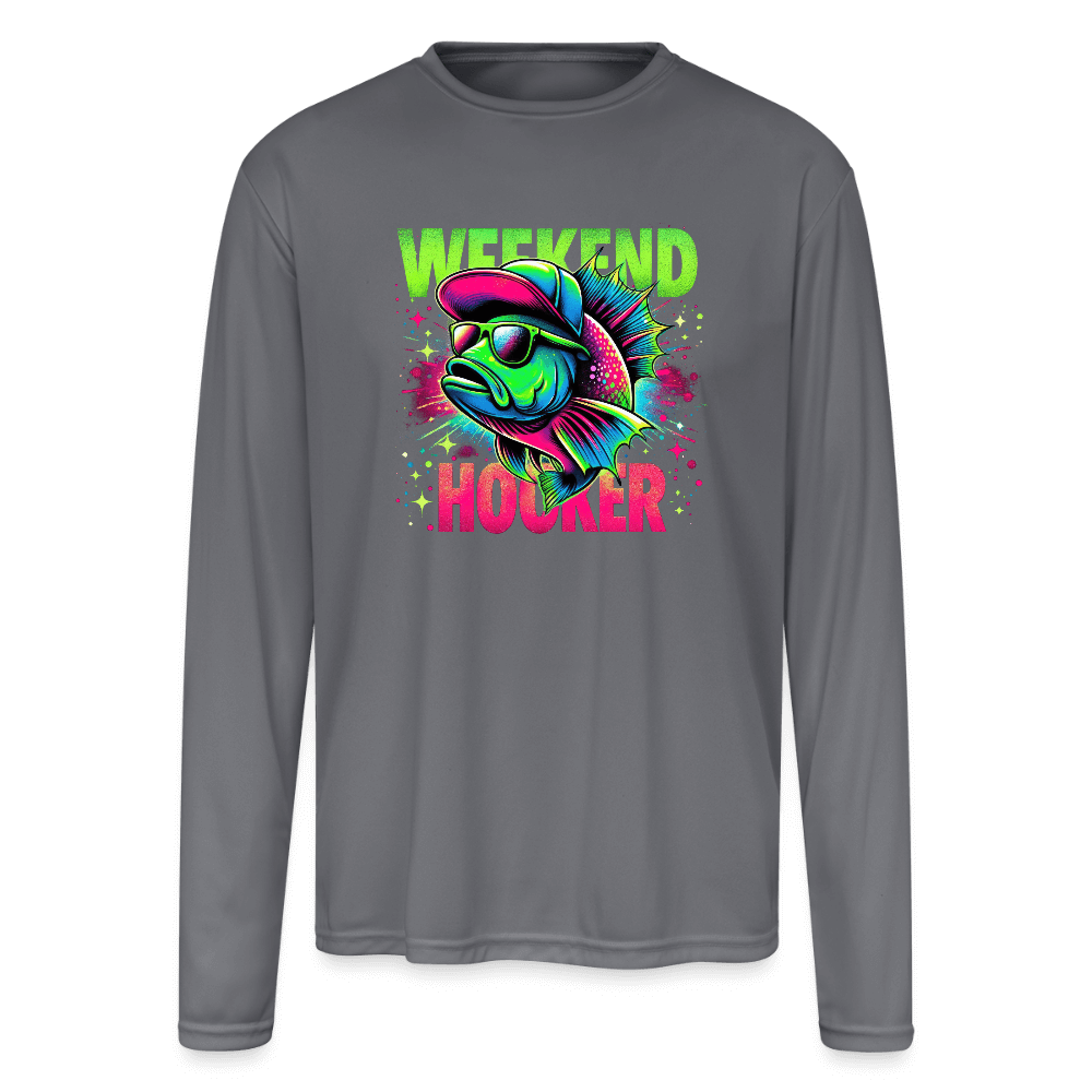 Weekend Hooker Men’s Performance Long Sleeve – Funny Fishing Shirt - gray
