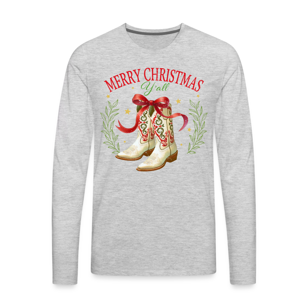 Merry Christmas Y'all Men's Premium Long Sleeve T-Shirt - heather gray