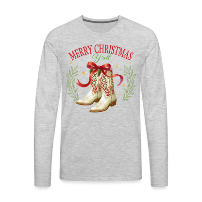 Merry Christmas Y'all Men's Premium Long Sleeve T-Shirt - heather gray