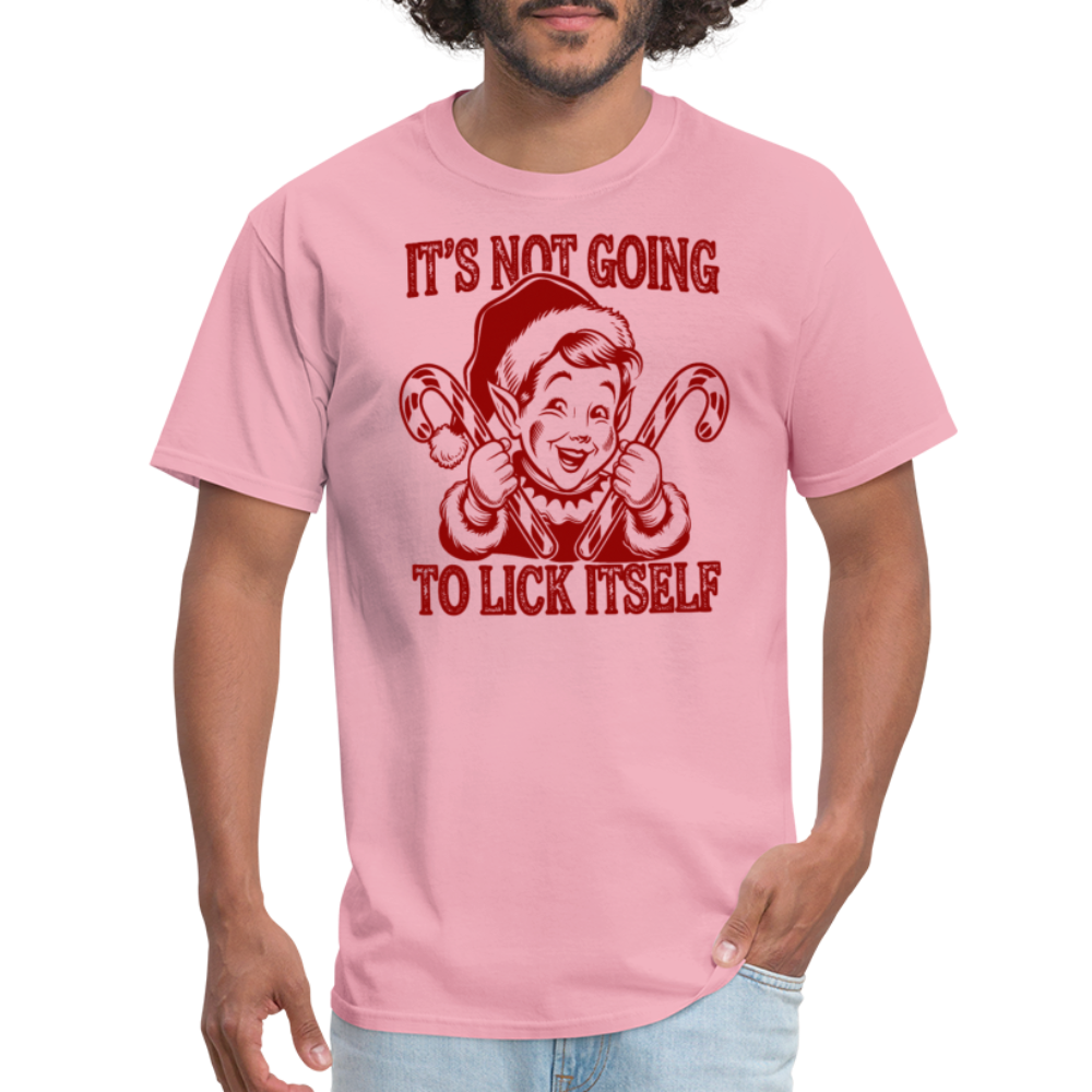 It's Not Going To Lick Itself (Naughty Christmas Elf) T-Shirt - pink