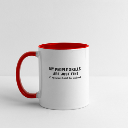 It's My Tolerance To Idiots That Needs Work Coffee Mug - white/red