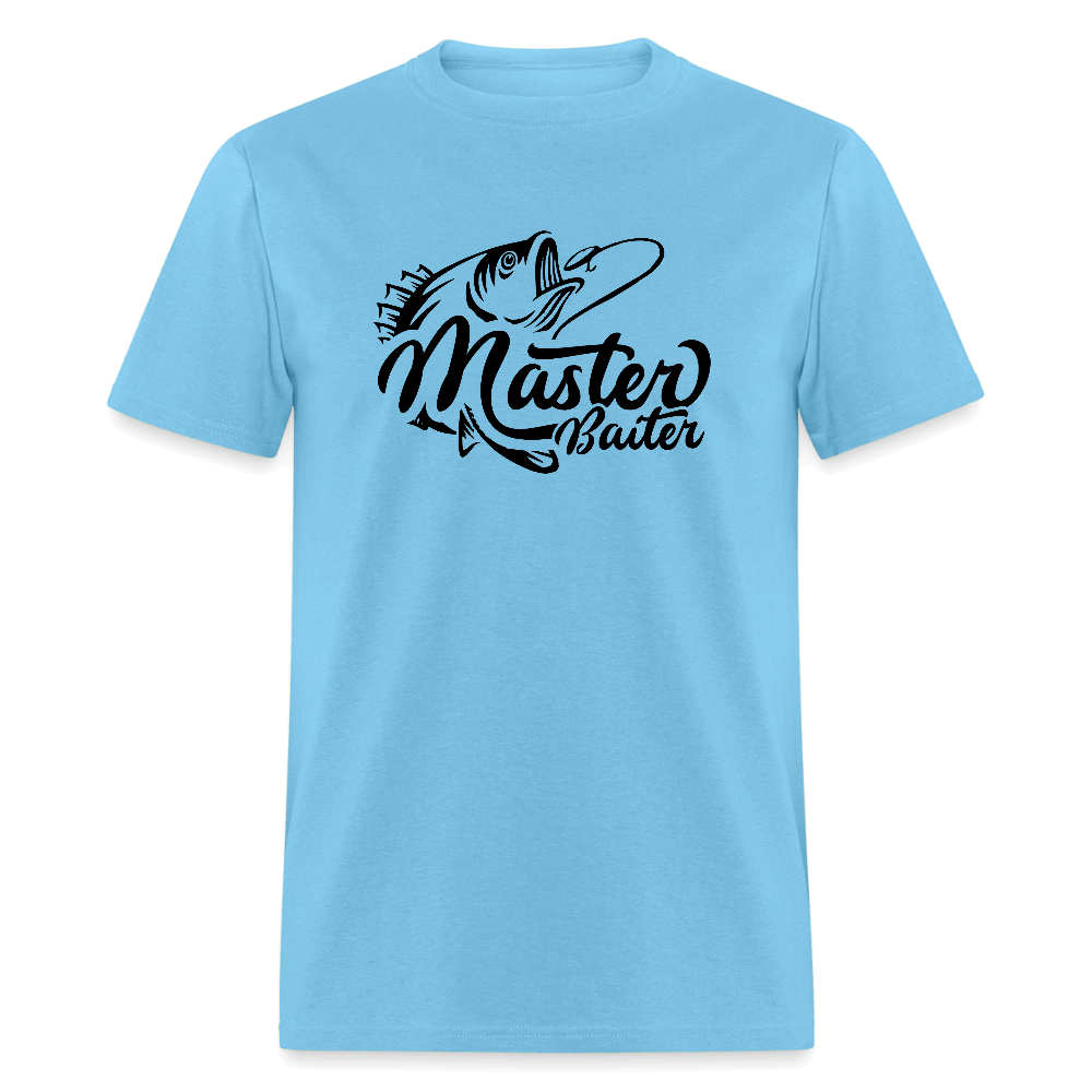 Master Baiter Funny Fishing T-Shirt with Hook & Fish - aquatic blue