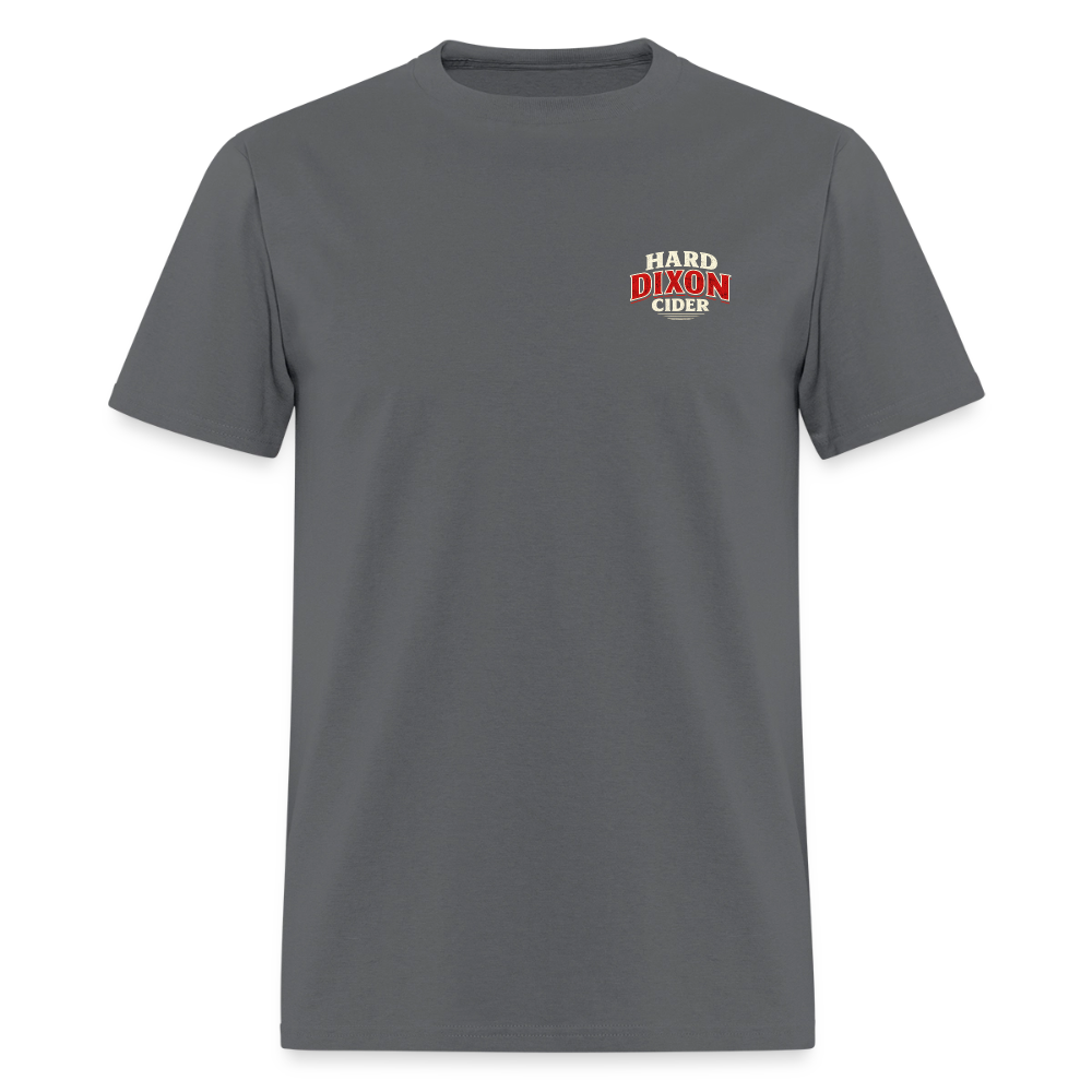 Hard Dixon Cider Funny T-Shirt (Front & Back) Color: Charcoal