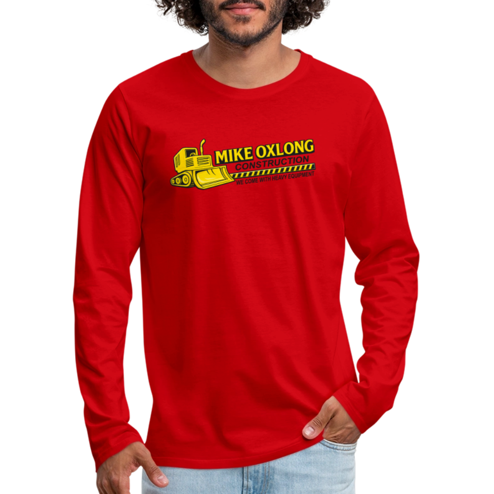 Mike Oxlong Construction Long Sleeve T-Shirt – Funny Adult Humor - red