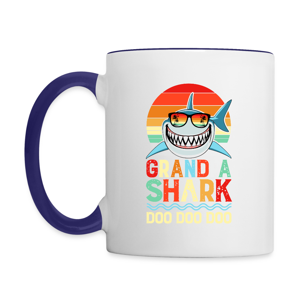 Grandpa Shark Doo Doo Doo Coffee Mug - white/cobalt blue