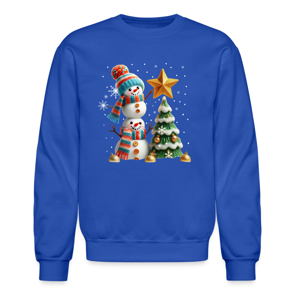 Cute Christmas Funny Snowman Decorating Tree Sweatshirt - royal blue