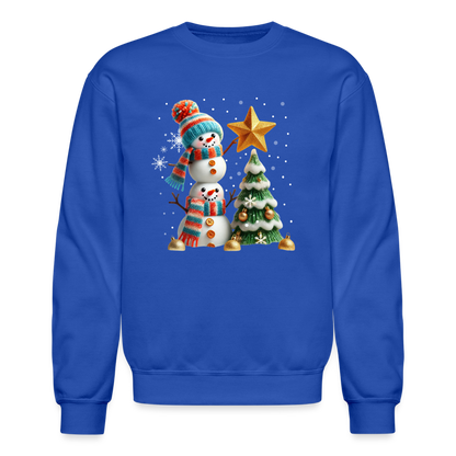 Cute Christmas Funny Snowman Decorating Tree Sweatshirt - royal blue