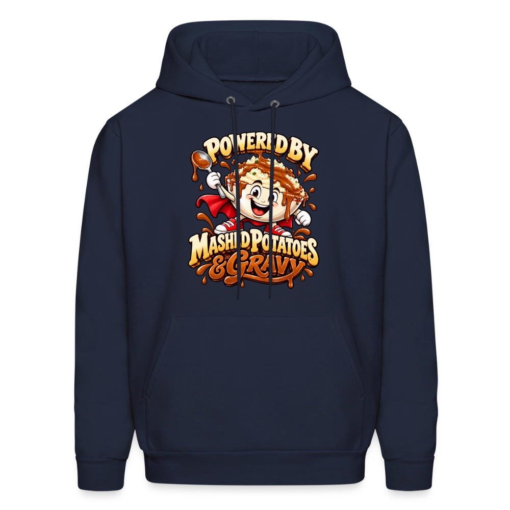 Powered by Mashed Potatoes & Gravy – Superhero Hoodie - navy