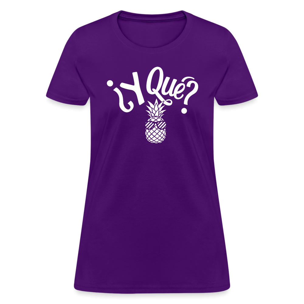 Y Que Piña (Latin Attitude) Women's Contoured T-Shirt - purple