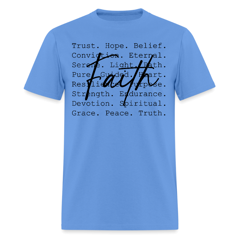 Faith Word Art Inspirational T-Shirt - carolina blue