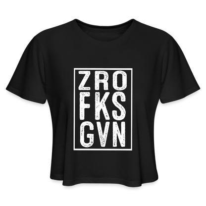 ZRO FKS GVN (Zero Fucks Given) Women's Cropped T-Shirt - black