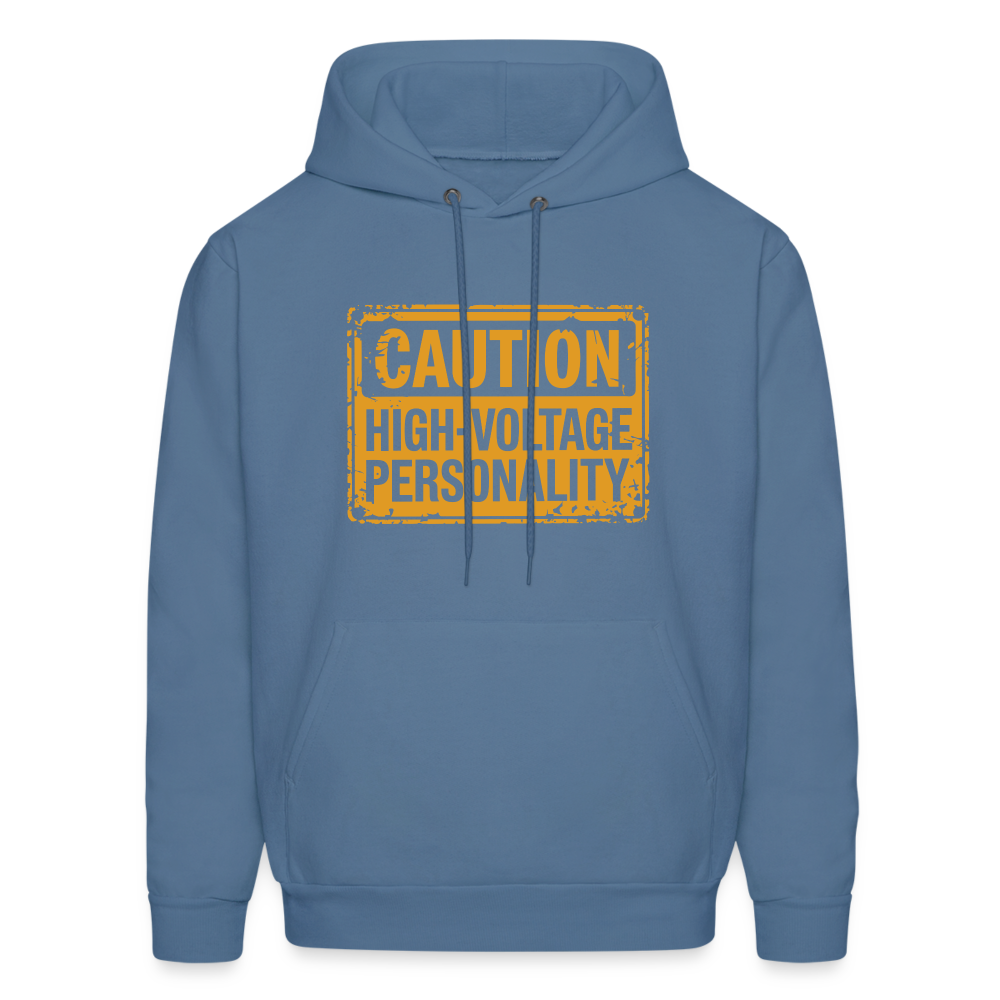 Caution High Voltage Personality Hoodie - denim blue