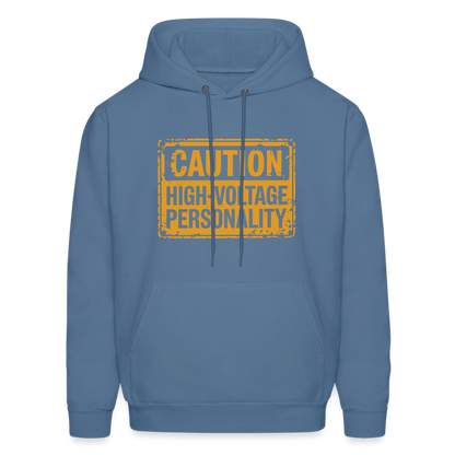 Caution High Voltage Personality Hoodie - denim blue