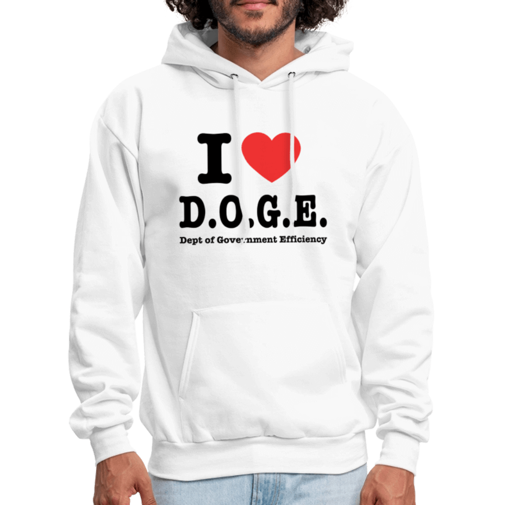 I Heart DOGE (Dept of Government Efficiency) Hoodie - white