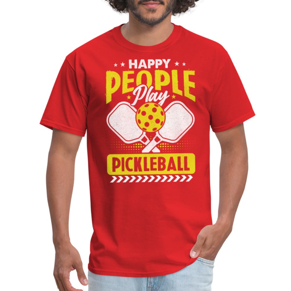 Happy People Play Pickleball T-Shirt - red