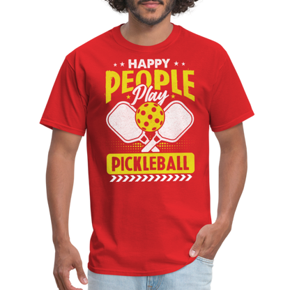 Happy People Play Pickleball T-Shirt - red