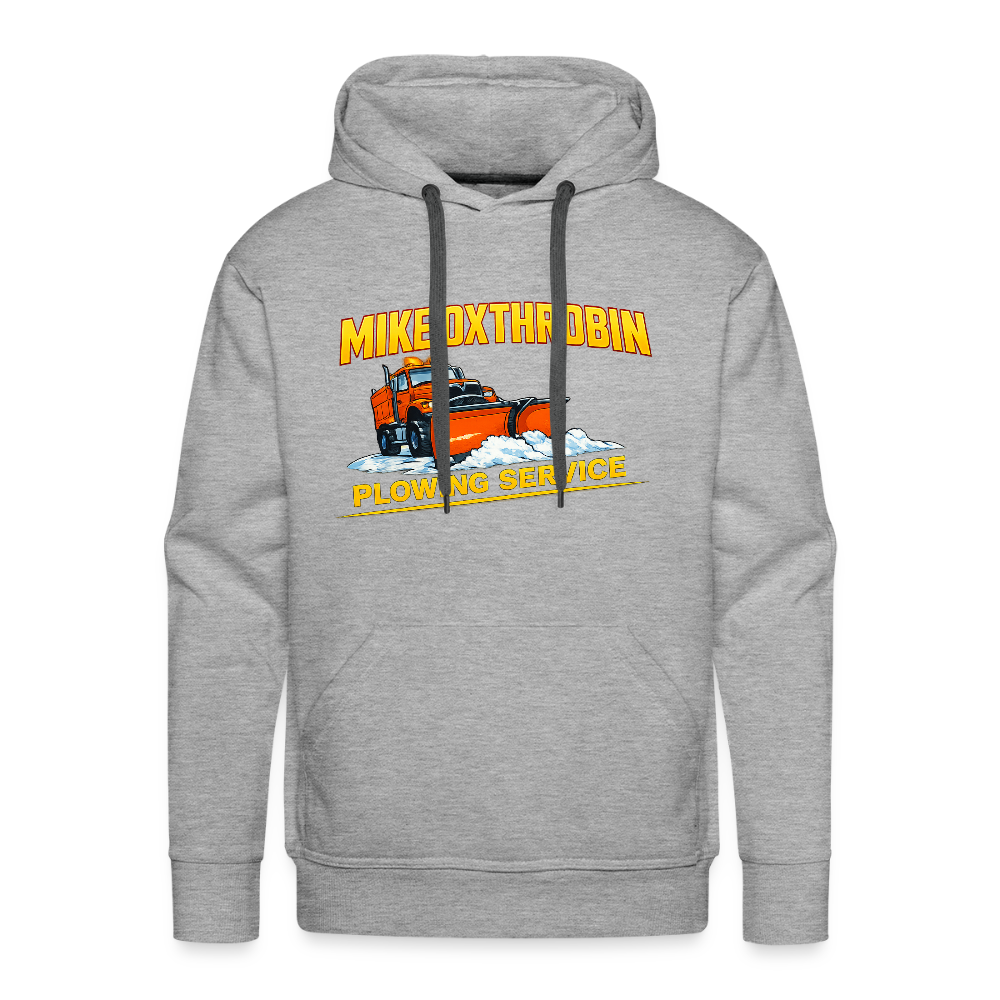 Mike Oxthrobin Plowing Service Hoodie – Funny Snow Plow Adult Humor Color: heather grey