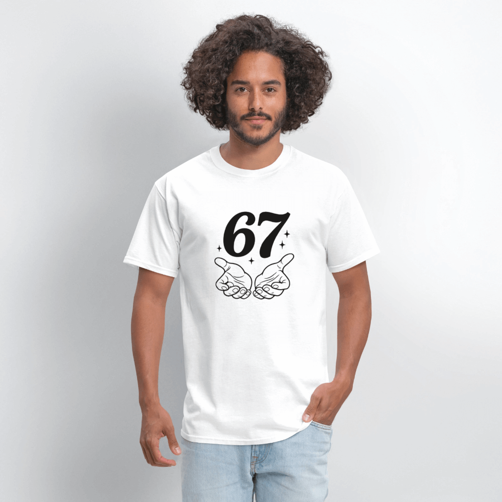 Six Seven 67 Hand Gesture T-Shirt Color: heather gray
