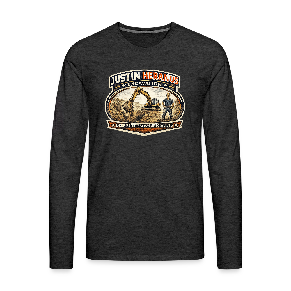 Justin Heranus Drilling Co Long Sleeve Funny Humor Shirt Color: charcoal grey