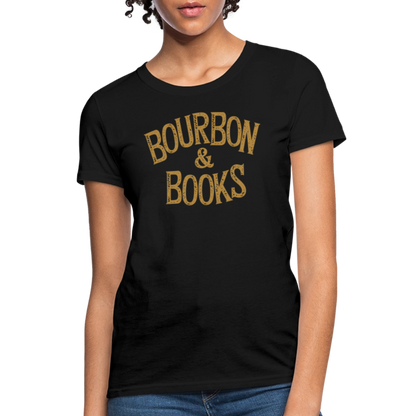 Bourbon & Books Women's Contoured T-Shirt - black