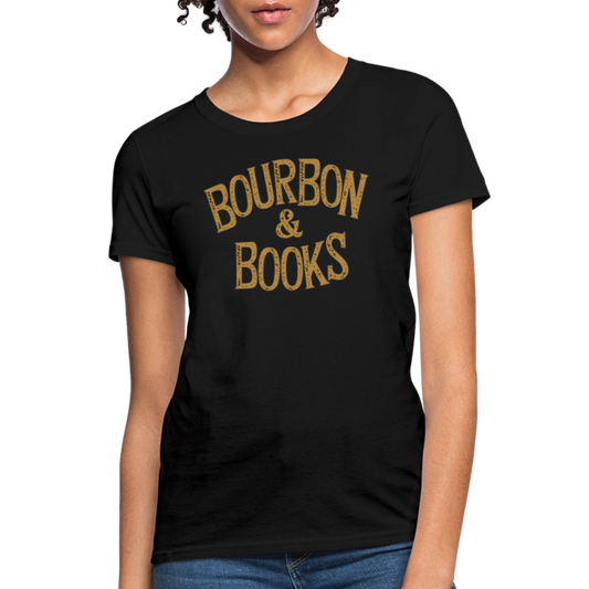 Bourbon & Books Women's Contoured T-Shirt - black