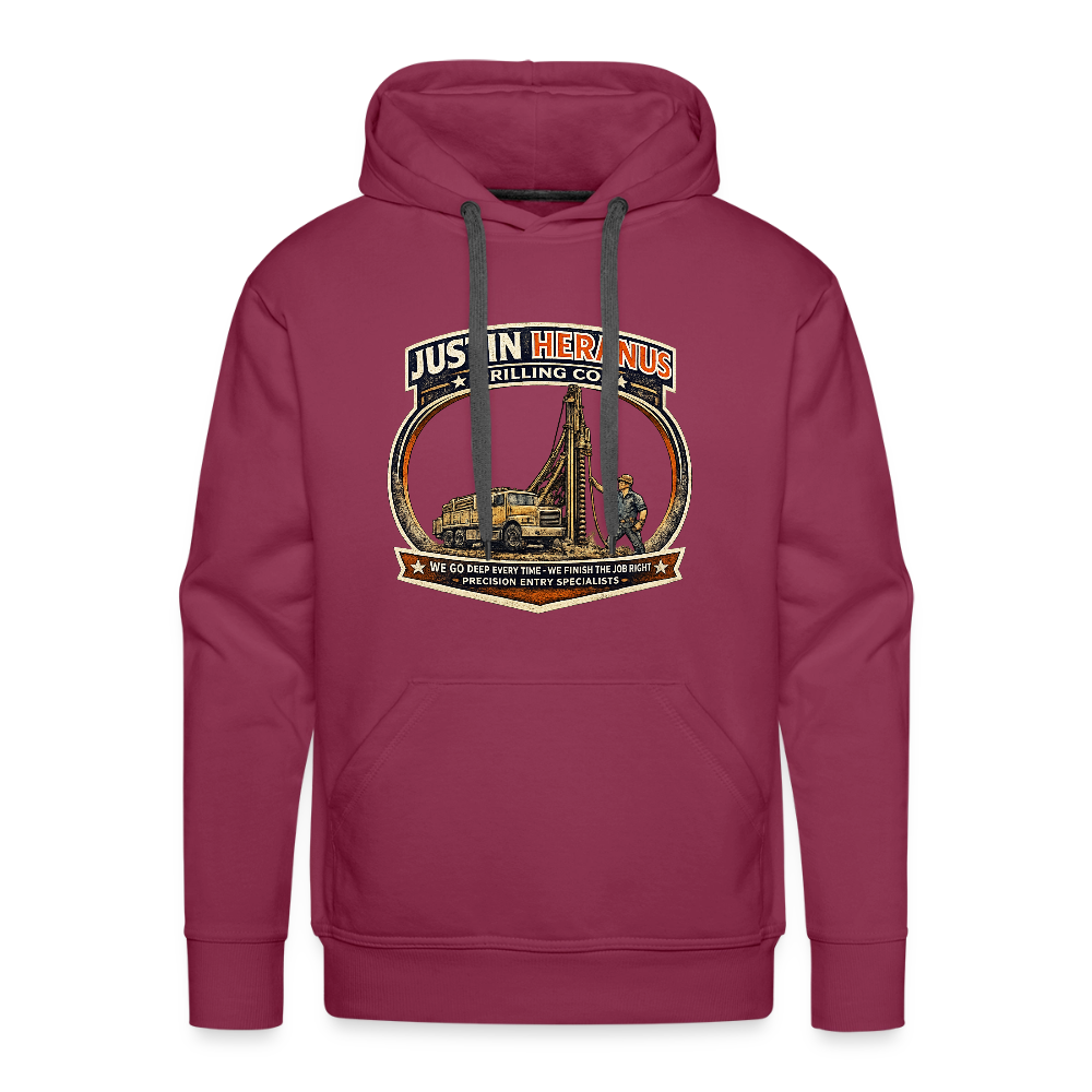 Justin Heranus Drilling Co Hoodie Funny Adult Humor - burgundy