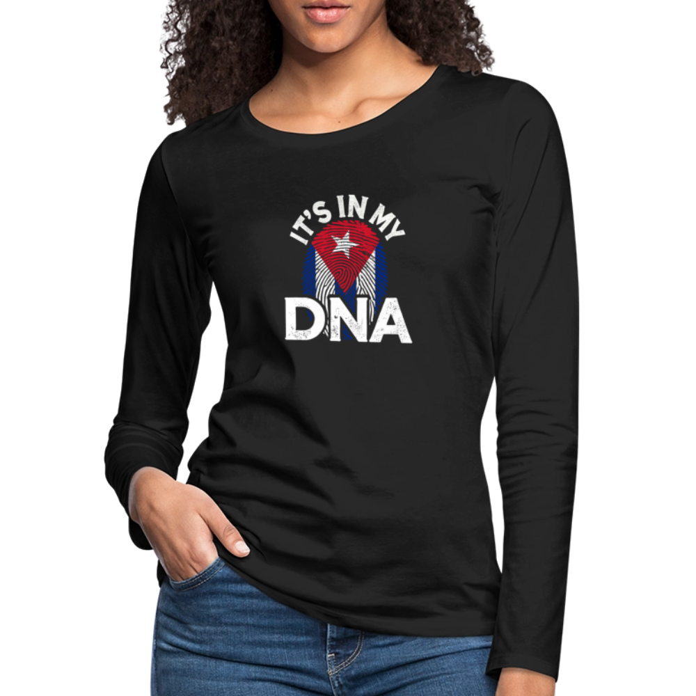Cuba DNA Women’s Long Sleeve Shirt – Cuban Pride - black