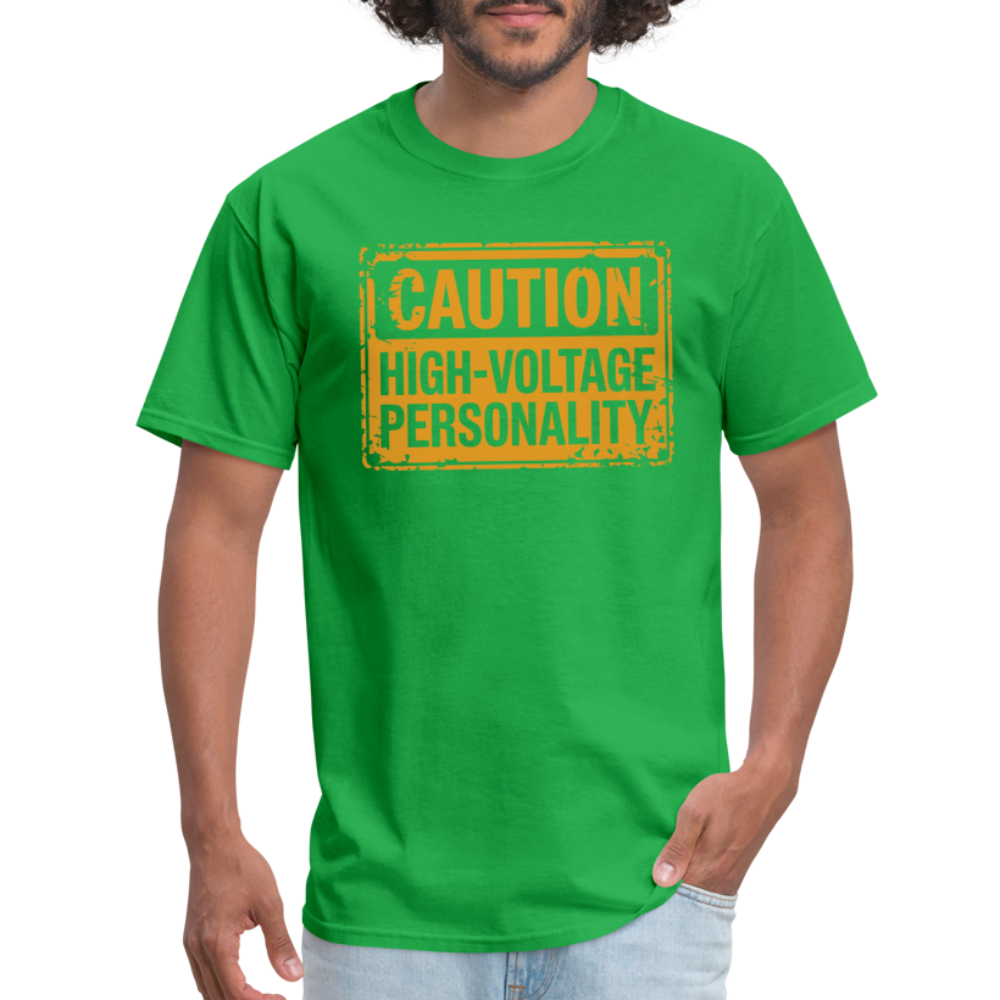 Caution High Voltage Personality T-Shirt - bright green