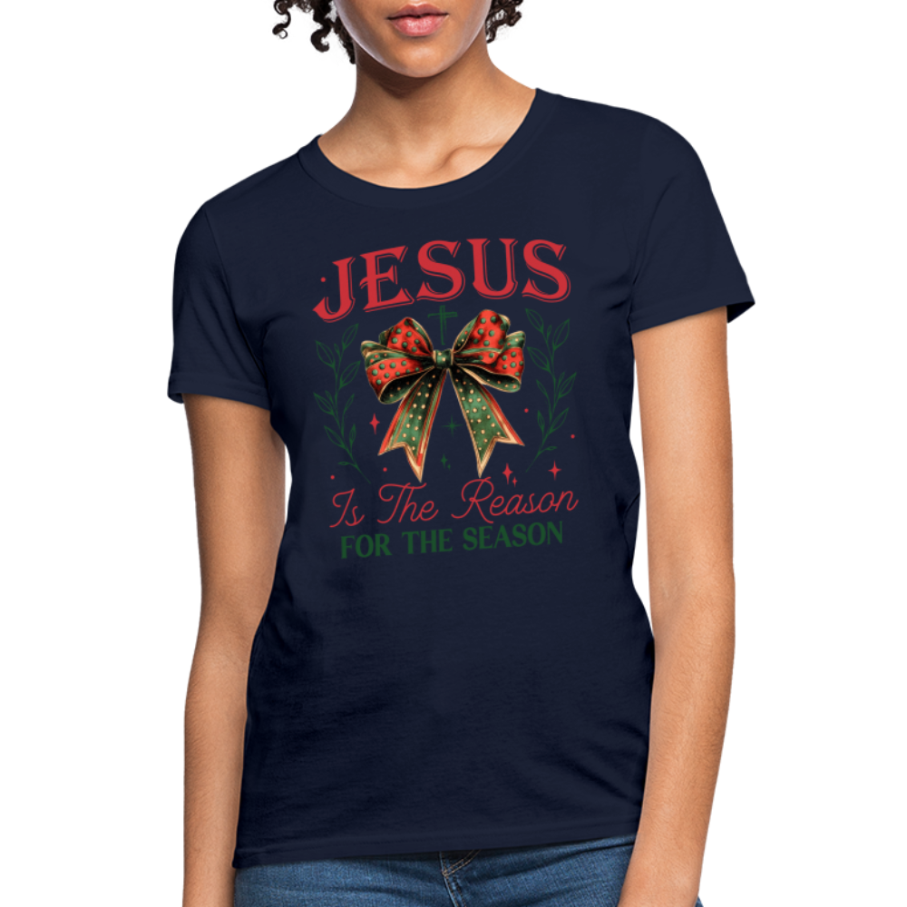 Jesus Is The Reason For The Season Women's Contoured T-Shirt - navy