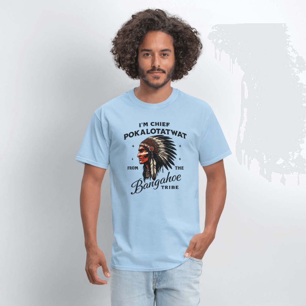 Chief Pokalotatwat From the Bangahoe Tribe T-Shirt Color: heather gray